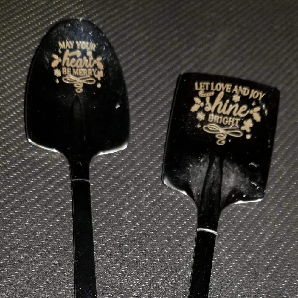 Set Of 2: Silver Shovel/spoon with Floral Accents & Motivational quotes.